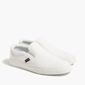 J. Crew Factory Road Trip Sneakers Canvas Slip-On Low Top Flat Shoes White NWT 7